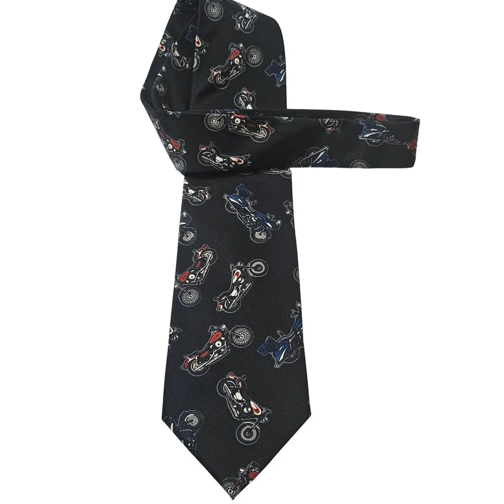 Parquet Necktie Motorcycle Novelty Print Mens Fashion‎ Accessory